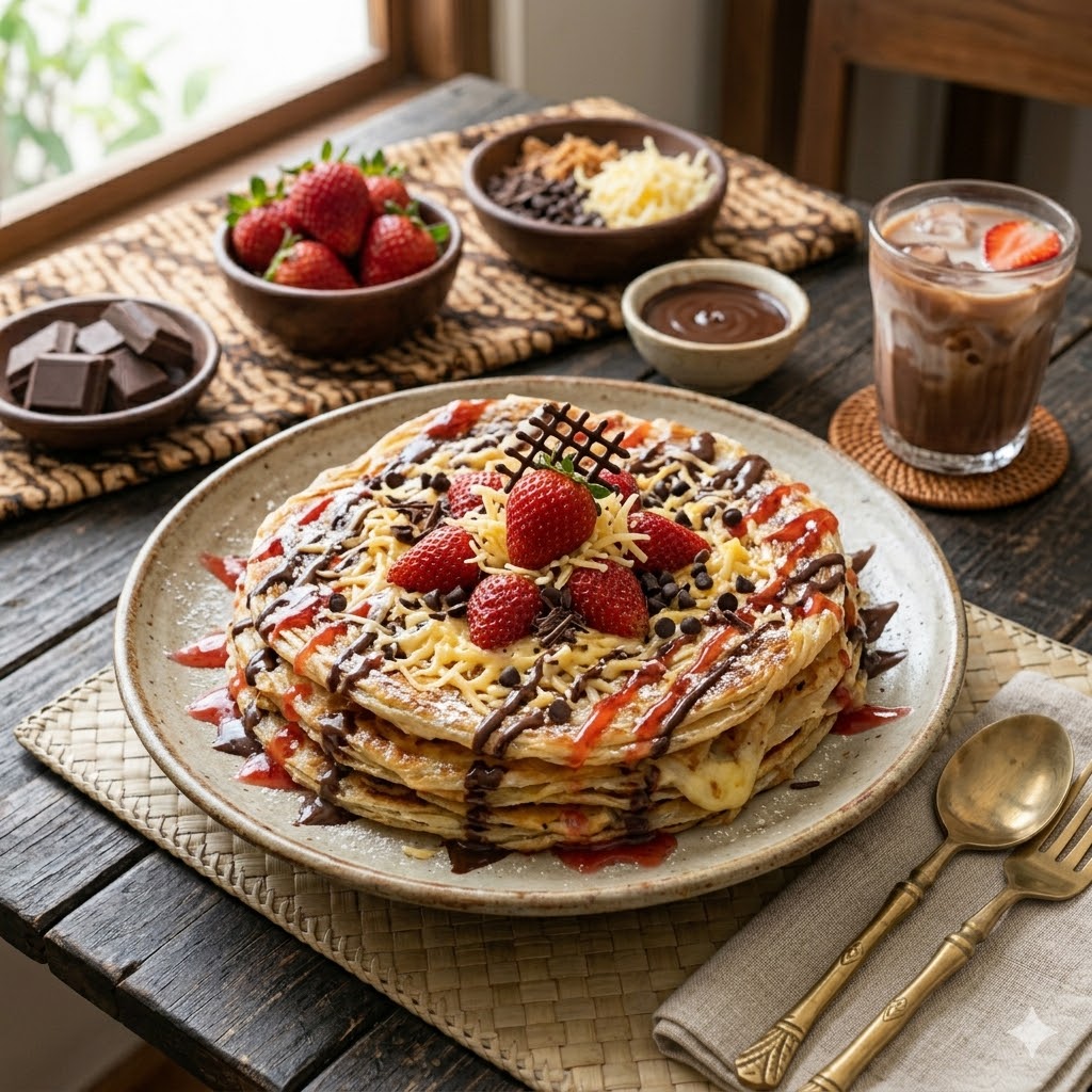 Roti Cane Keju Strawberry Coklat Martabak Kubang Hayuda